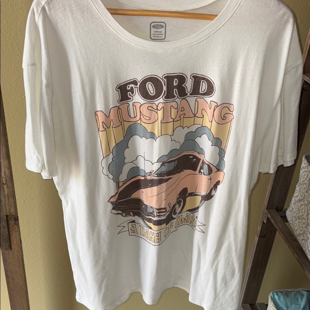 White Ford Mustang Graphic T-Shirt